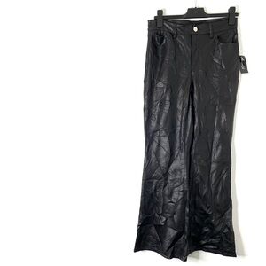 INC International Concepts Black Vegan Leather Flare Leg Pants NWT Stretch